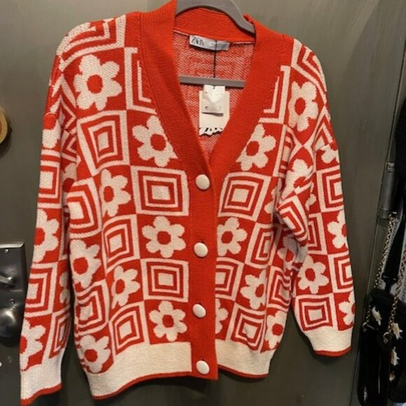 RETRO KNIT JACQUARD FLORAL CARDIGAN - Picture 5 of 16